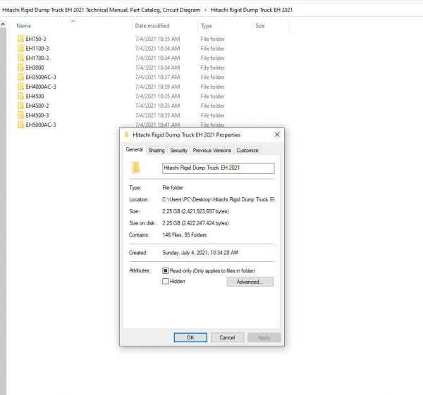 Hitachi Rigid Dump Truck EH 2021 Technical Manual Part Catalog Circuit Diagram DVD 1