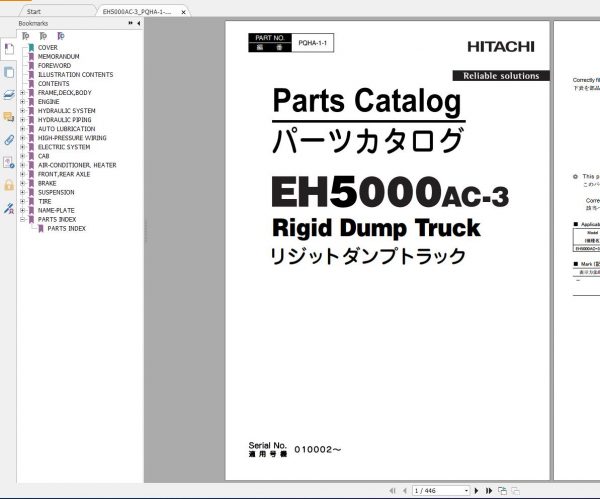 Hitachi Rigid Dump Truck EH 2021 Technical Manual Part Catalog Circuit Diagram DVD 11