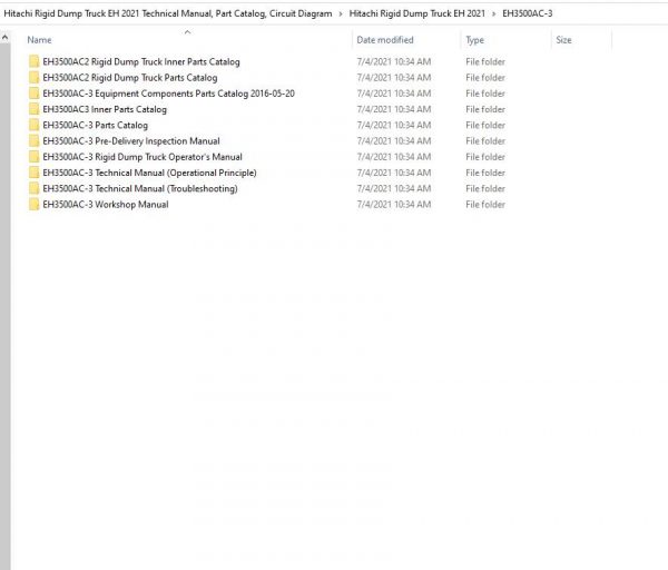Hitachi Rigid Dump Truck EH 2021 Technical Manual Part Catalog Circuit Diagram DVD 2