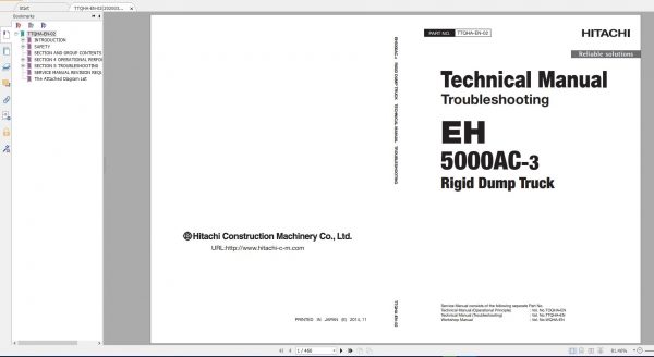 Hitachi Rigid Dump Truck EH 2021 Technical Manual Part Catalog Circuit Diagram DVD 7