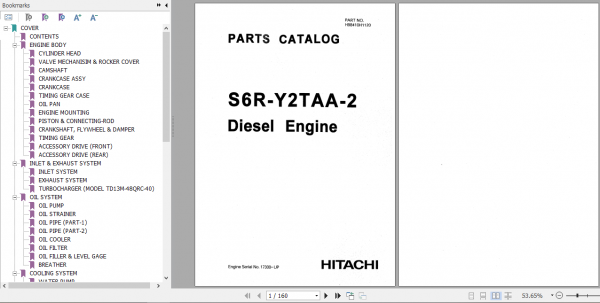 Hitachi S6R Y2TAA 2 Diesel Engine Part Catalog H98410H1120 1