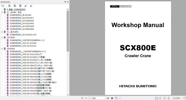 Hitachi Sumitomo Crawler Crane SCX800E Workshop Manual 1