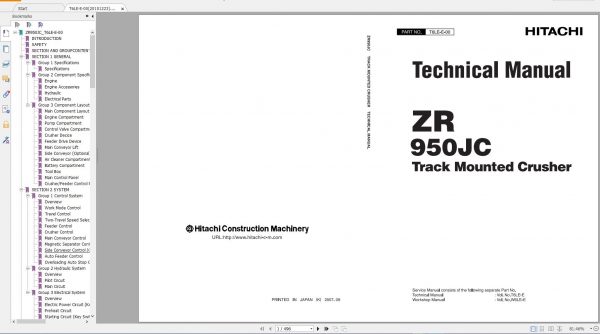 Hitachi Track Mounted Crusher ZR 2021 Parts Catalog and Workshop manual Circuit Diagram PDF DVD 5