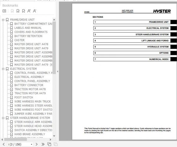 Hyster Electric Motor Hand Trucks A478 C60Z A479 C80Z Parts Manual 1524192 2