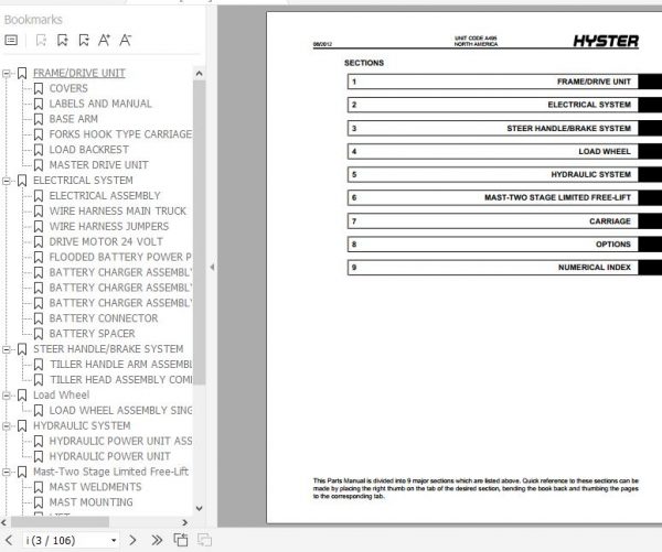 Hyster Electric Motor Hand Trucks A495 W20 25ZA Parts Manual 1524246 2