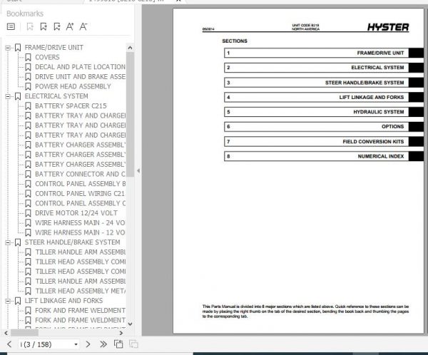Hyster Electric Motor Hand Trucks B218 W40Z Parts Manual 1499818 2
