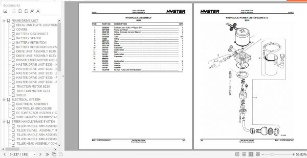 Hyster Electric Motor Hand Trucks B230 B60ZAC B233 B80ZAC Parts Manual 1640801 3
