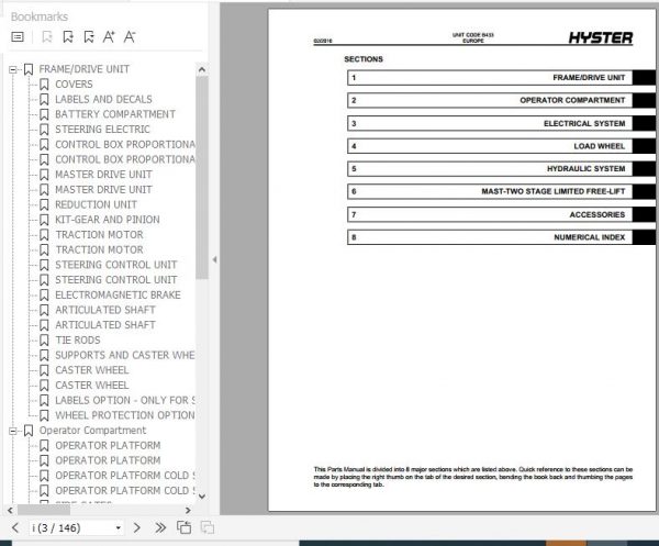 Hyster Electric Motor Hand Trucks B433 P2.0SD Parts Manual 1699713 2