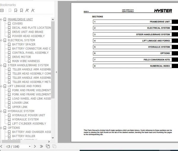 Hyster Electric Motor Hand Trucks D215 W50Z Parts Manual 1615061 2