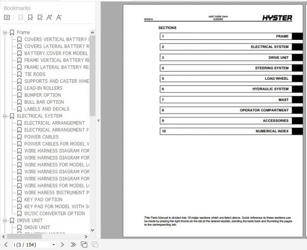 Hyster Electric Motor Hand Trucks D444 LO2.0 LO2.0L Parts Manual 1699704 2