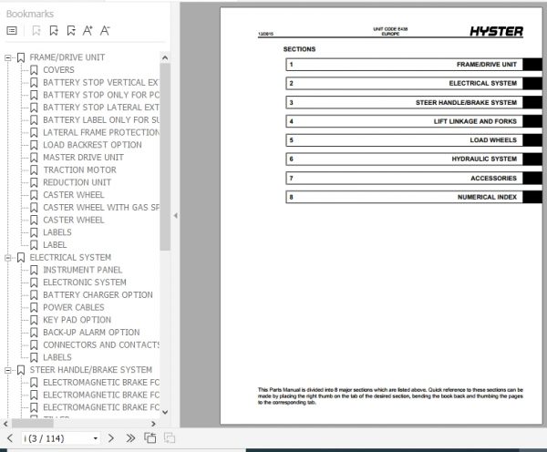 Hyster Electric Motor Hand Trucks E438 P1.8 AC P2.0 2.0L AC P2.2 AC Parts Manual 1669215 2
