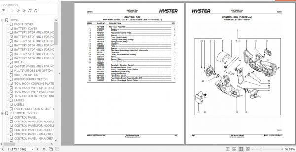 Hyster Electric Motor Hand Trucks E444 LO2.0 2.5 LO2.0S LO1.0F LO5.0 T7.0T Parts Manual 4034585 3