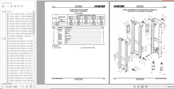 Hyster Electric Motor Narrow Aisle Trucks A185 R30XMA3 Parts Manual 2