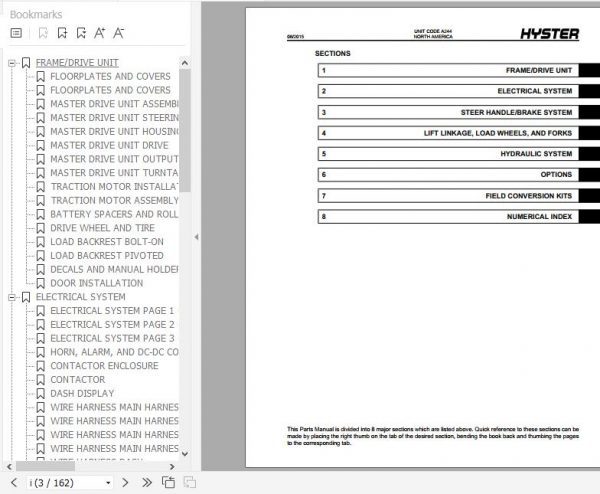 Hyster Electric Motor Narrow Aisle Trucks A244 BE80ZHD BE100ZHD Parts Manual 4110890 2