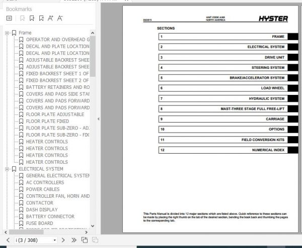 Hyster Electric Motor Narrow Aisle Trucks A265 N35 40ZRS N30ZDRS Parts Manual 1652260 2