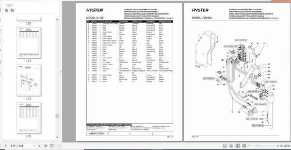 Hyster Electric Motor Narrow Aisle Trucks A464 C1.5B V35XMU Parts Manual 1496273 2
