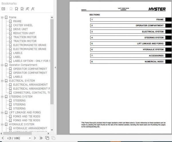 Hyster Electric Motor Narrow Aisle Trucks B449 RP2.0N Parts Manual 1531859 2