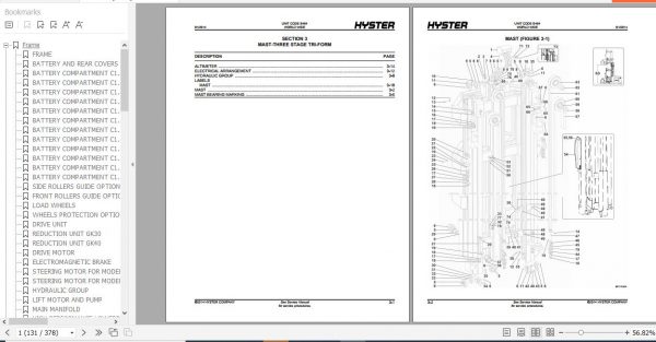 Hyster Electric Motor Narrow Aisle Trucks B464 C1.3 80 C1.5 SWB C1.5 MWB C1.5 LWB V35ZMU Parts Manual 1596192 3