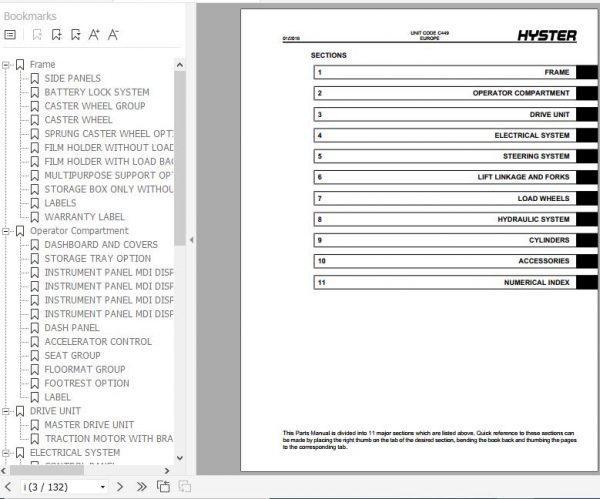 Hyster Electric Motor Narrow Aisle Trucks C449 RP2.0N RP2.5N Parts Manual 4139318 2