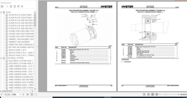 Hyster Electric Motor Narrow Aisle Trucks D264 N45ZR2 N35ZDR2 Parts Manual 4075013 3