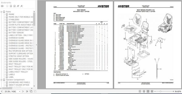 Hyster Electric Motor Narrow Aisle Trucks D435 R1.4 1.6 R1.6HD R1.6N R2.0 R2.0HD R2.5 Parts Manual 4065744