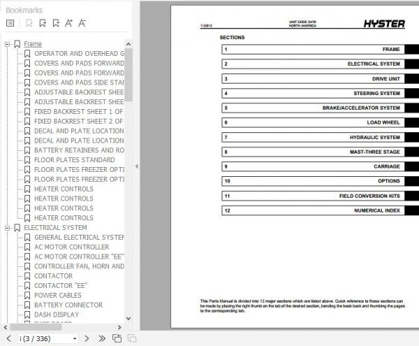 Hyster Electric Motor Narrow Aisle Trucks D470 N35ZR N40ZR N30ZDR Parts Manual 1649926 2