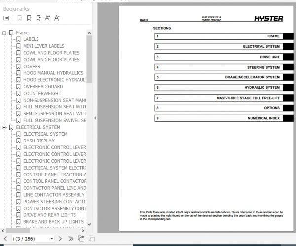 Hyster Electric Motor Narrow Aisle Trucks E210 V30ZMD Parts Manual 1640597 2