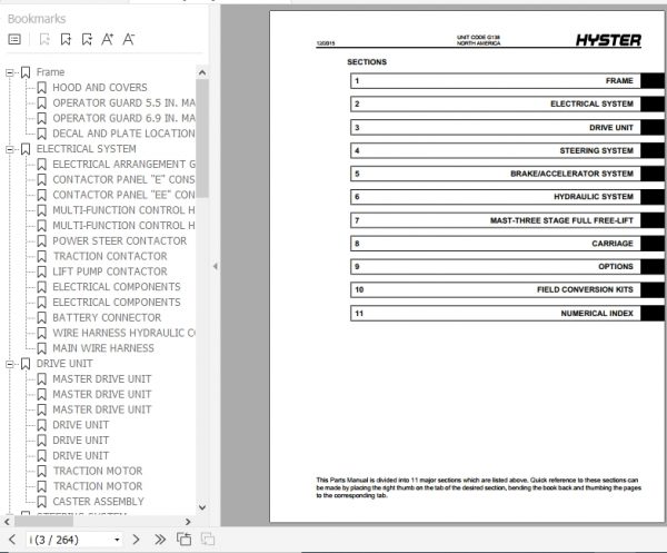 Hyster Electric Motor Narrow Aisle Trucks G138 N30XMDR3 N45XMR3 Parts Manual 1487039 2