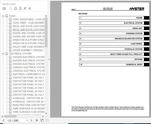 Hyster Electric Motor Narrow Aisle Trucks H118 R30XMF3 R30XMA3 R30XM3 Parts Manual 4031888 2