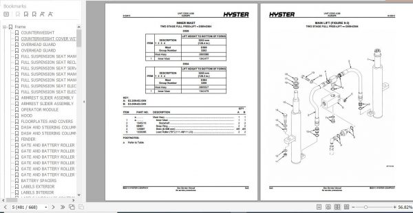 Hyster Electric Motor Rider Trucks A268 E2.2 E2.5 E3.0 E3.2 E3.5XN Parts Manual 1688836 3