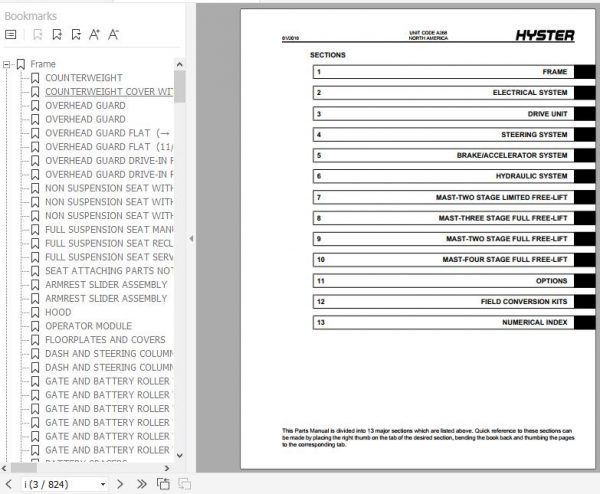 Hyster Electric Motor Rider Trucks A268 E45XN E50XN E55XN E60XN E65XN E70XN Parts Manual 1688833 2
