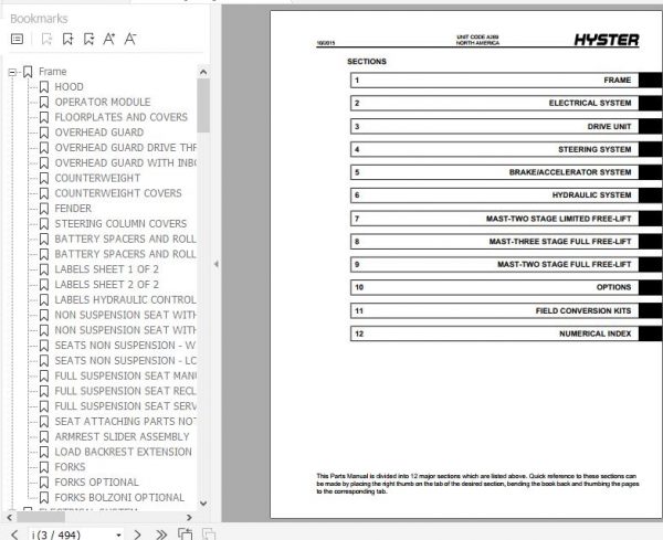 Hyster Electric Motor Rider Trucks A269 E30 40XN Parts Manual 4025337 2