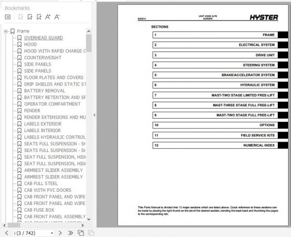Hyster Electric Motor Rider Trucks A276 J2.2XN J3.5XN Parts Manual 1689122 2