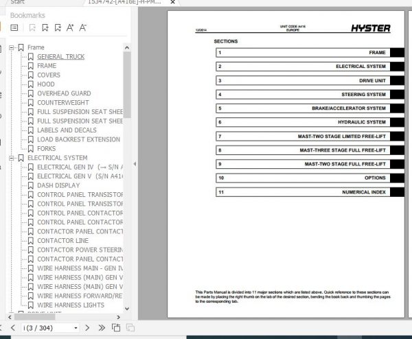 Hyster Electric Motor Rider Trucks A416 J2.00 3.20XM Parts Manual 1534742 2