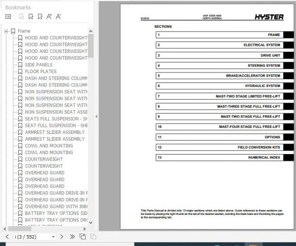 Hyster Electric Motor Rider Trucks A935 J30 35 40XN Parts Manual 4011253 2