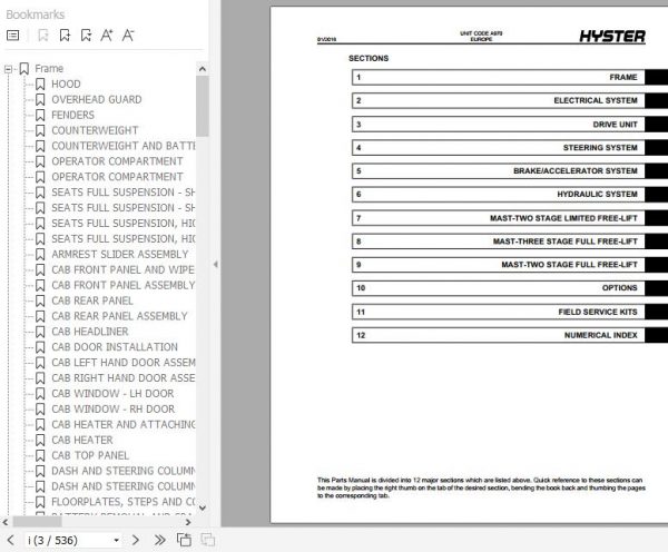 Hyster Electric Motor Rider Trucks A970 J4.0XN J4.5XNJ5.0XNJ5.0XN6J5.5XN6 Europe Parts Manual 6 1