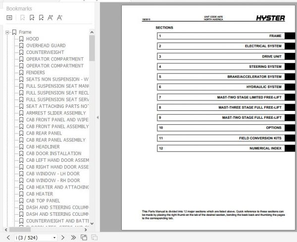 Hyster Electric Motor Rider Trucks A970 J80XNJ90XNJ100XNJ100XLNJ110XNJ120XN Parts Manual 4040715 2