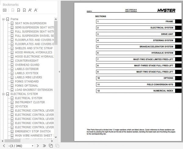Hyster Electric Motor Rider Trucks B416 J40 65Z Parts Manual 1616861 2