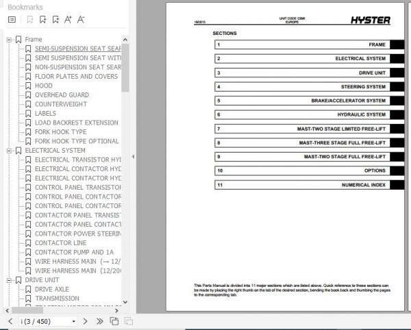 Hyster Electric Motor Rider Trucks C098 E3.50 5.50XL E4.50XLS Europe Parts Manual 1487337 2
