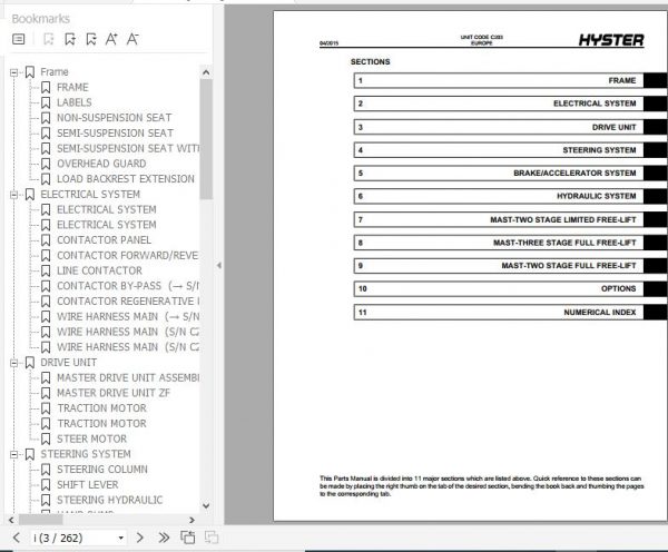 Hyster Electric Motor Rider Trucks C203 A1.00 1.50XL Europe Parts Manual 1482593 2