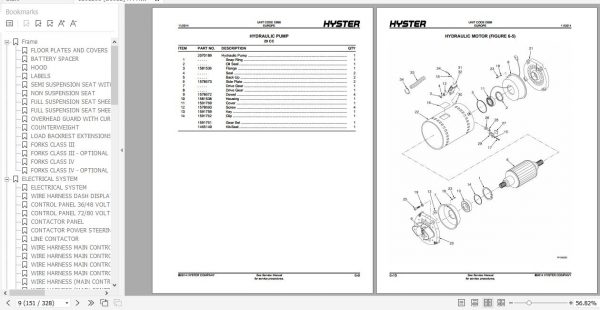 Hyster Electric Motor Rider Trucks D098 E3.50XL E4.00XL E4.50XL XLS E5.50XL Parts Manual 1596590 3