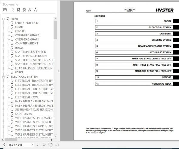 Hyster Electric Motor Rider Trucks D114 E1.50 1.75XM E2.00XMS Parts Manual 897744 2