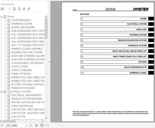 Hyster Electric Motor Rider Trucks D203 A25XNT A30NXT Parts Manual 4091698 2