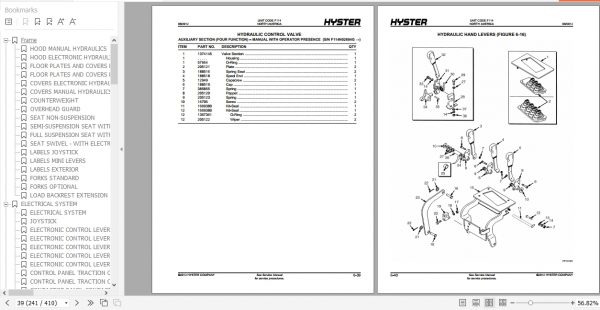 Hyster Electric Motor Rider Trucks F114 E25Z E30Z E35Z E40ZS Parts Manual 1625062 3