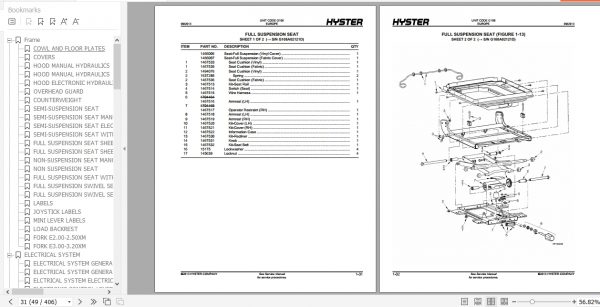 Hyster Electric Motor Rider Trucks G108 E2.00 3.20XM Europe Parts Manual 1551317 3