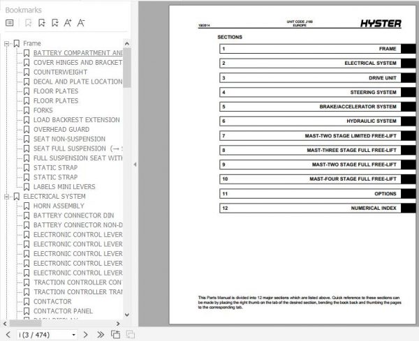 Hyster Electric Motor Rider Trucks J160 J1.60XMT 2.00XMT Europe Parts Manual 1556469 2