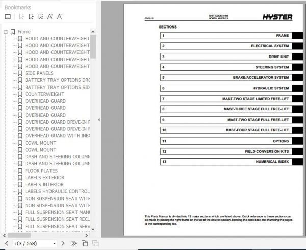 Hyster Electric Motor Rider Trucks K160 J30XNT J35XNT J40XNT Parts Manual 1676157 2