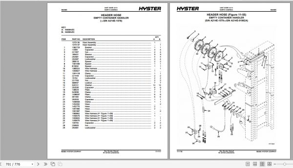 Hyster Forklift Truck A214 H360 400H 450H Parts Manual 5