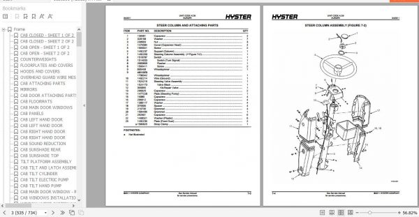 Hyster Forklift Truck A236 H16.00XM 12H16.00XMS 12H18.00XM 12H18.00XMS 12 Parts Manual 1650211 4
