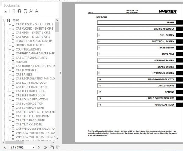 Hyster Forklift Truck A236 H400HD H400HDS H450HD H450HDS Parts Manual 1650210 3